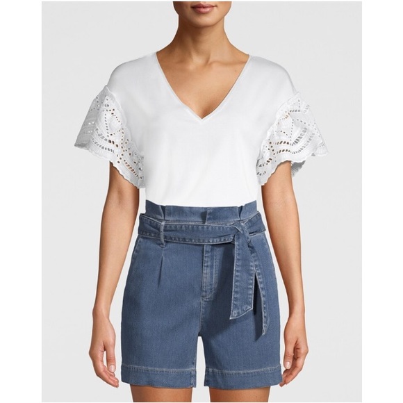 White House Black Market Tops - WHBM | EYELET FLUTTER-SLEEVE TEE STYLE: 570287209
